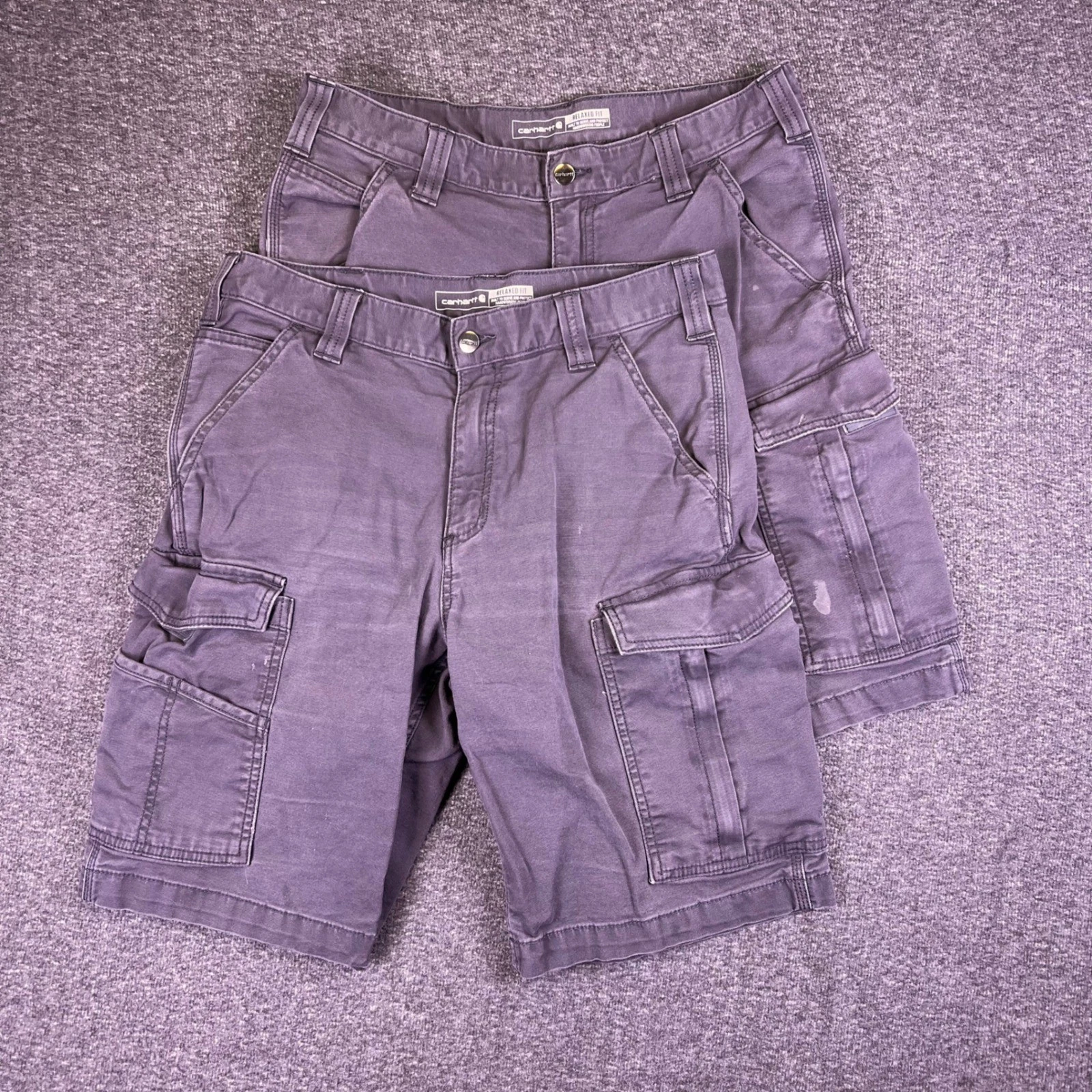 Carhartt Cargo Shorts Mens 33 Relaxed Canvas Utility Work Flex Outdoors-QTY2