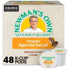 Newman's Own Organics Special Decaf Coffee, Keurig K-Cup Pod, Medium Roast, 48ct