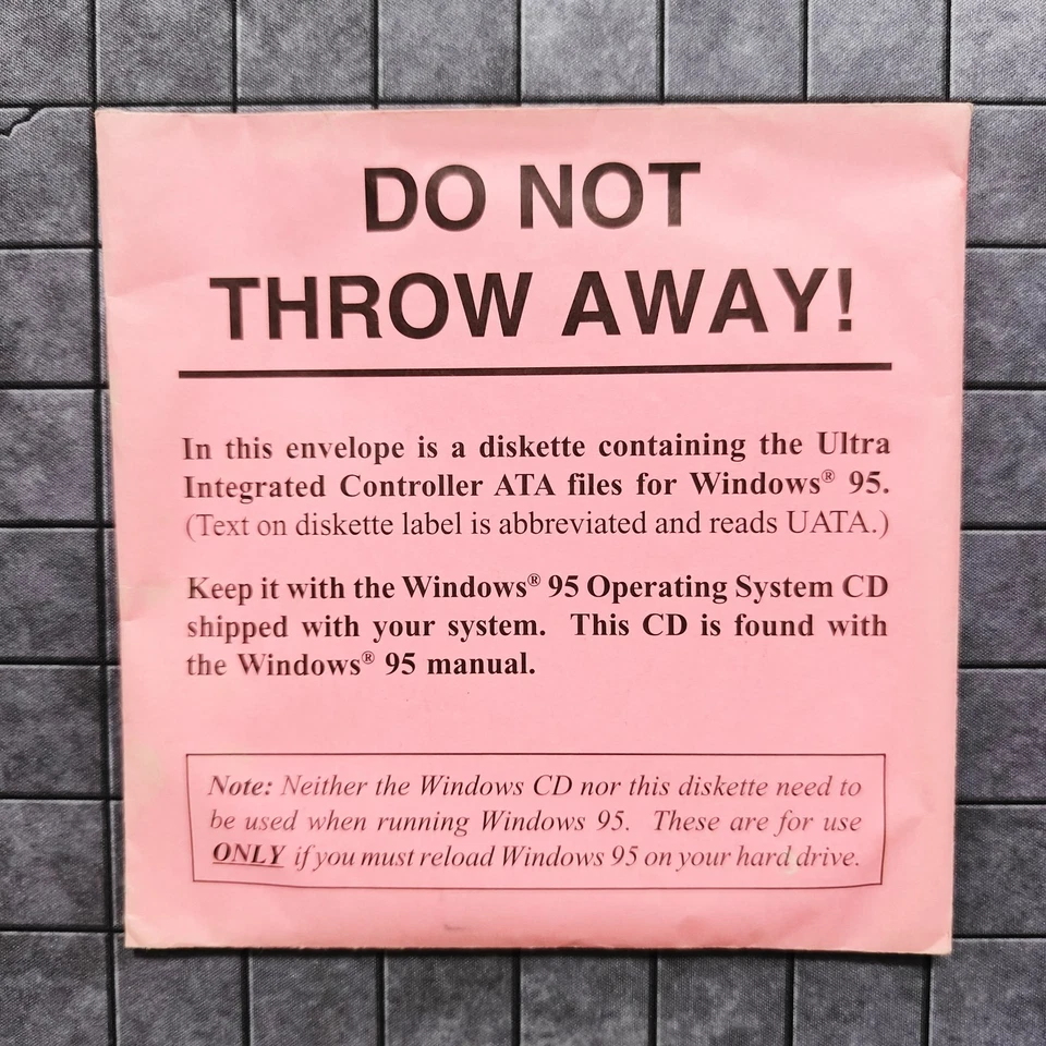 Microsoft Windows 95 Ultra Integrated Controller ATA Files Floppy Disk 3.5" - Image 4 of 4