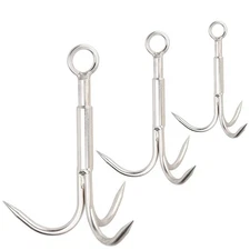 3 PCS Grappling Hook Stainless Steel 3-Claw Hook, Heavy Duty Anchor Hook Set-...