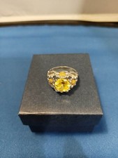 Sterling Silver Sunflower Daisy Cubic Zirconia Ring