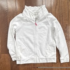 crewcuts Girls White Full Zip Hoodie Sweatshirt 100 Cotton Size 10