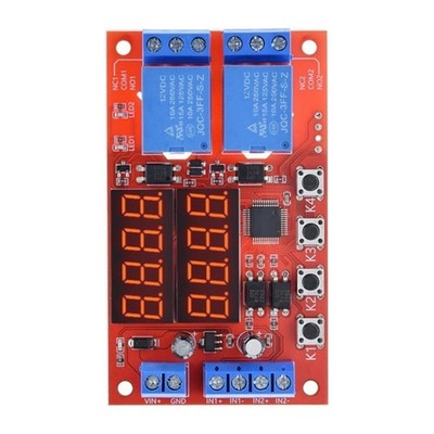 12V 10A Programmable Timer Relay Module Dual Channel 32 Mode Delay Controller