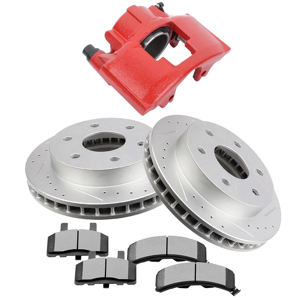 Pinzas de freno traseras L+R rotores y pastillas de freno 7 piezas para Chevrolet K2500 1988-1998 Foto 2 de 4