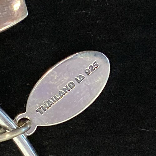 LA 925 Sterling Extraordinary Life Adjustable Bangle Love Puffy Heart Blue JB12 - Picture 8 of 9