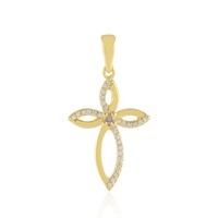 Cavill AnhäNger 925 Silber Vergoldet Champagner Diamant 0,175Ct Kreuz