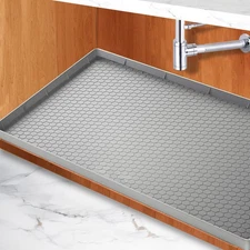 Under Kitchen Sink Mat 31" x 22", Waterproof Silicone Under Sink Tray, Under ...