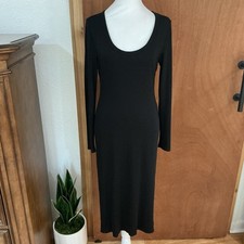 Lexi Ribbed Long Sleeve Maxi Dress Black Packable Capsule Medium Marine Layer