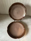 Frankoma Pottery Plainsman Prairie Brown 10” Dinner Plates 5F Scalloped Set of 2