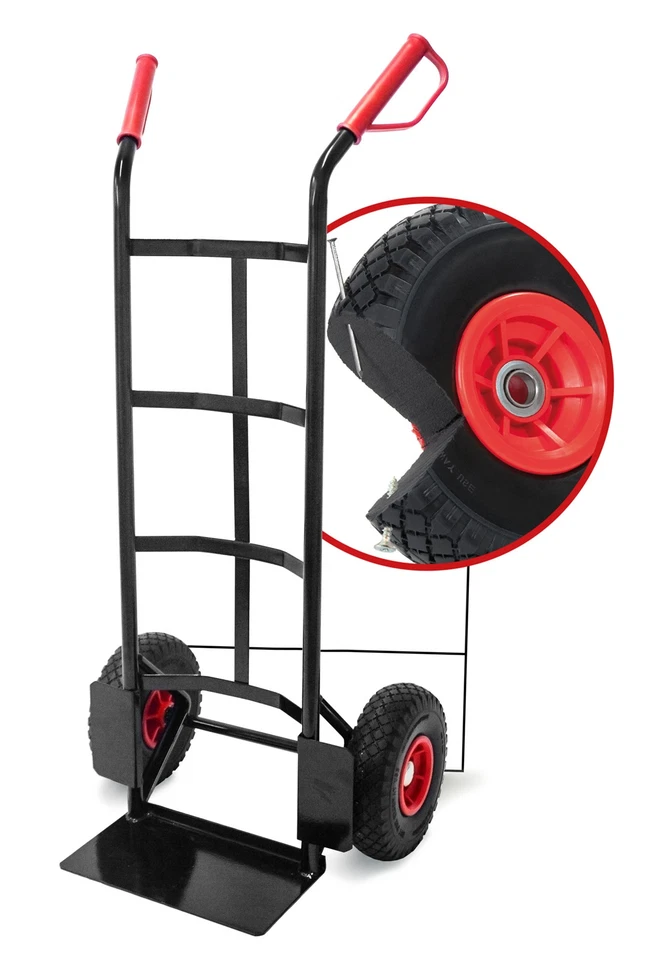 Pro-Bau-Tec Stahl Sackkarre mit pannensicheren PU-Reifen 150kg Tragkraft Karre