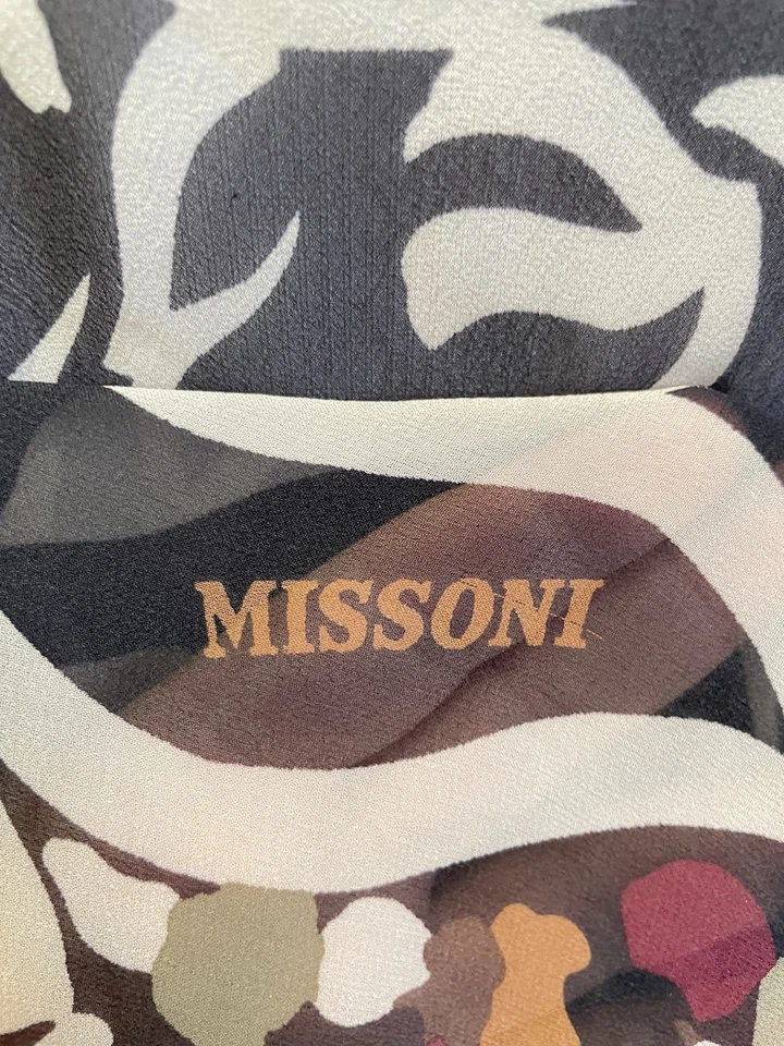 Bufanda de gasa de seda con estampado abstracto Missoni negra beige multicolor hecha en Italia Y8# Foto 2 de 4