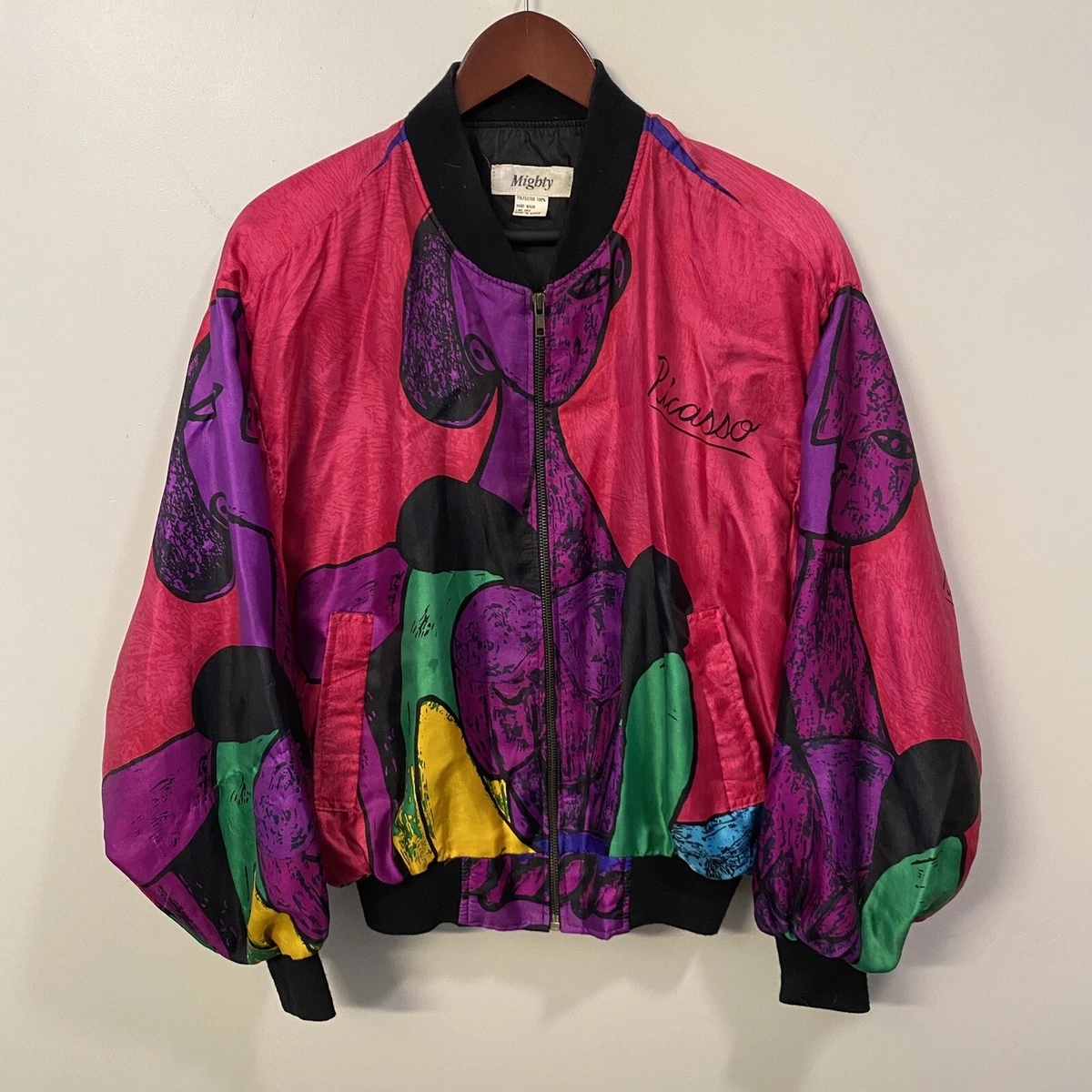 Vintage Picasso Bomber Jacket Windbreaker 90s Zip Up All Over Print  Abstract | eBay