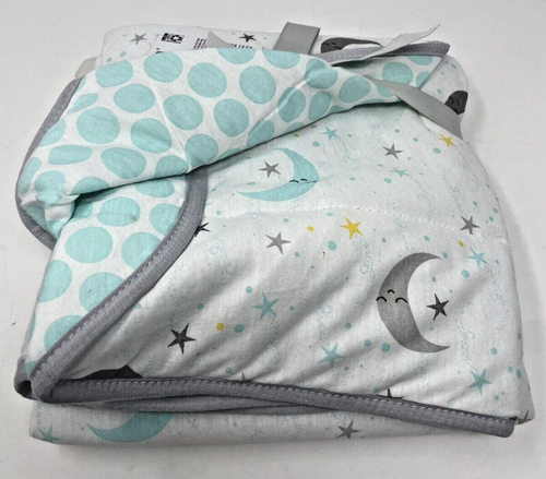 Manta de bebé de doble capa tejida Star Moon blanca gris 30 pulgadas x 40 pulgadas Parent's Choice - Imagen 5 de 9
