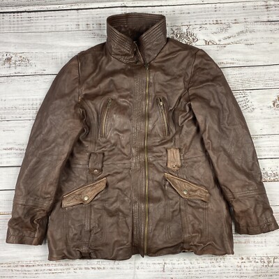 Rare Wilson's Leather Pelle Studio Moto Pilot Jacket Brown XL Slant 4 Pocket