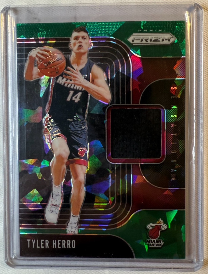 2019-20 Prizm #SS-THR Tyler Herro Rookie RC Sensational Swatches Green Ice /56