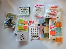 Vintage Lot Of Misc Sewing Supplies Seam Tape Binding Moving Eyes Snaps Elastic