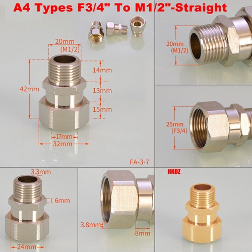 Tee/Elbow/Straight Male Female Thread AdapterCopper Nickel Plating Pipe Fitting - Picture 16 of 27