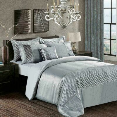 Neu Luxus 3-teiliges Satin & Samt Bettdecke Quilt Cover Atlanta Bettwäsche Set