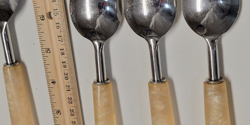 Set posate finto MOP avorio manici perlati vintage inox 17 pezzi India - Foto 20 di 24