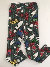 S/m LuLaRoe Holiday Christmas Leggings Santa Letters Candy Canes Presents NWT
