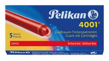 Pelikan 4001 Ink Cartridges in Red - Pack of 5 - NEW