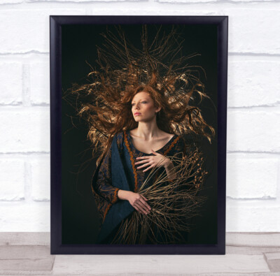 Haar Mittelalter Renaissance Vintage Porträt Mädchen Modell Frau Wandkunst Druck