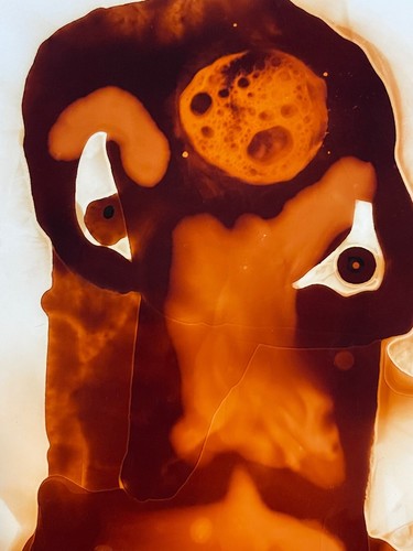 Tonito Original Painting.THINKING of You.Unique Organic face. Otherworldly art - Picture 2 of 3