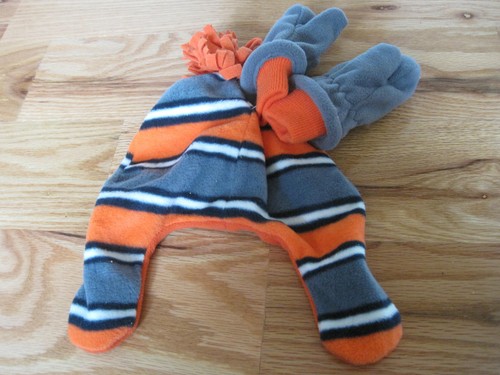 THE CHILDREN'S PLACE Orange Gray Fleece Snow Hat Mitten Retail 14.95 SZ S NEW - Picture 5 of 6