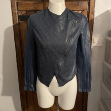 Blank Nyc Free People Blue Faux Leather Biker Jacket Size Xs