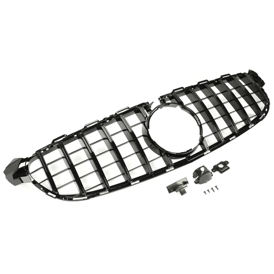 Parrilla inferior delantera negra brillante para Mercedes Benz C250 C300 C43 2015 2016-2018 Foto 2 de 4