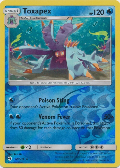 Reverse Holo Toxapex 69/214 Rare SM - Lost Thunder