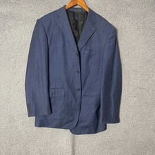 Hugo Boss Mens Three 3 Button Blazer Blue Pinstriped Jacket Size 54