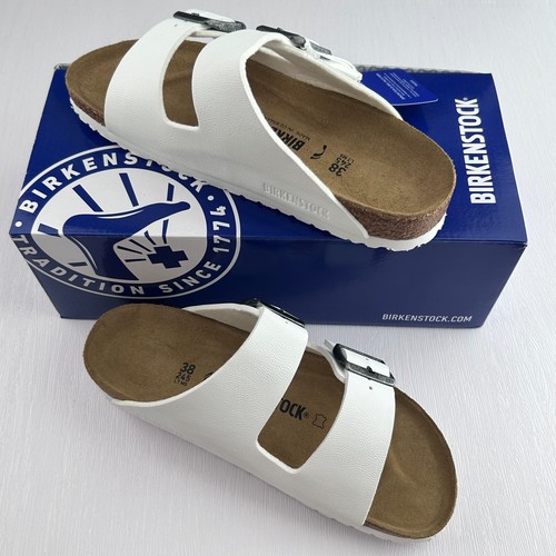 Sandalias Birkenstock Arizona Plantilla Suave Birko-Flor Blancas Informales Unisex - Imagen 8 de 9