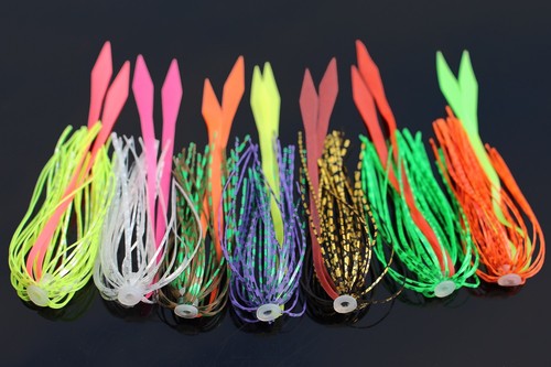 7 pcs Silicone Skirts Streamer Spinnerbaits Buzzbait Squid Rubber Fishing Lures - Picture 2 of 13