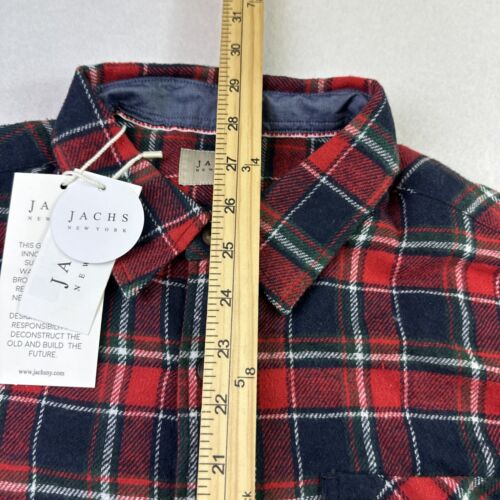 JACHS Flannel Shirt Mens Small Red Plaid Outdoor Lumberjack Gorpcore Ethical NWT - Picture 3 of 13