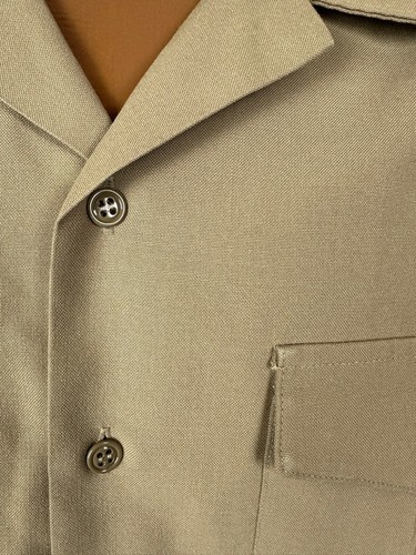 US Navy Flying Cross Shirt Men Large Khaki Wool Blend Short Sleeve Union Made - Picture 4 of 16