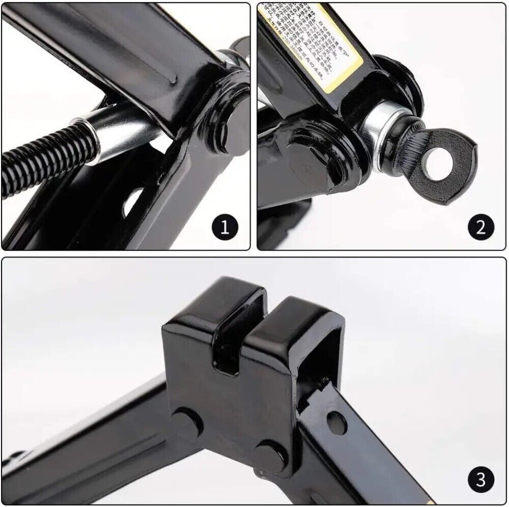 Cric Pantografo 2 Tonnellate Per Auto | Sollevamento 38cm | Acciaio Nero Compatto - Foto 9