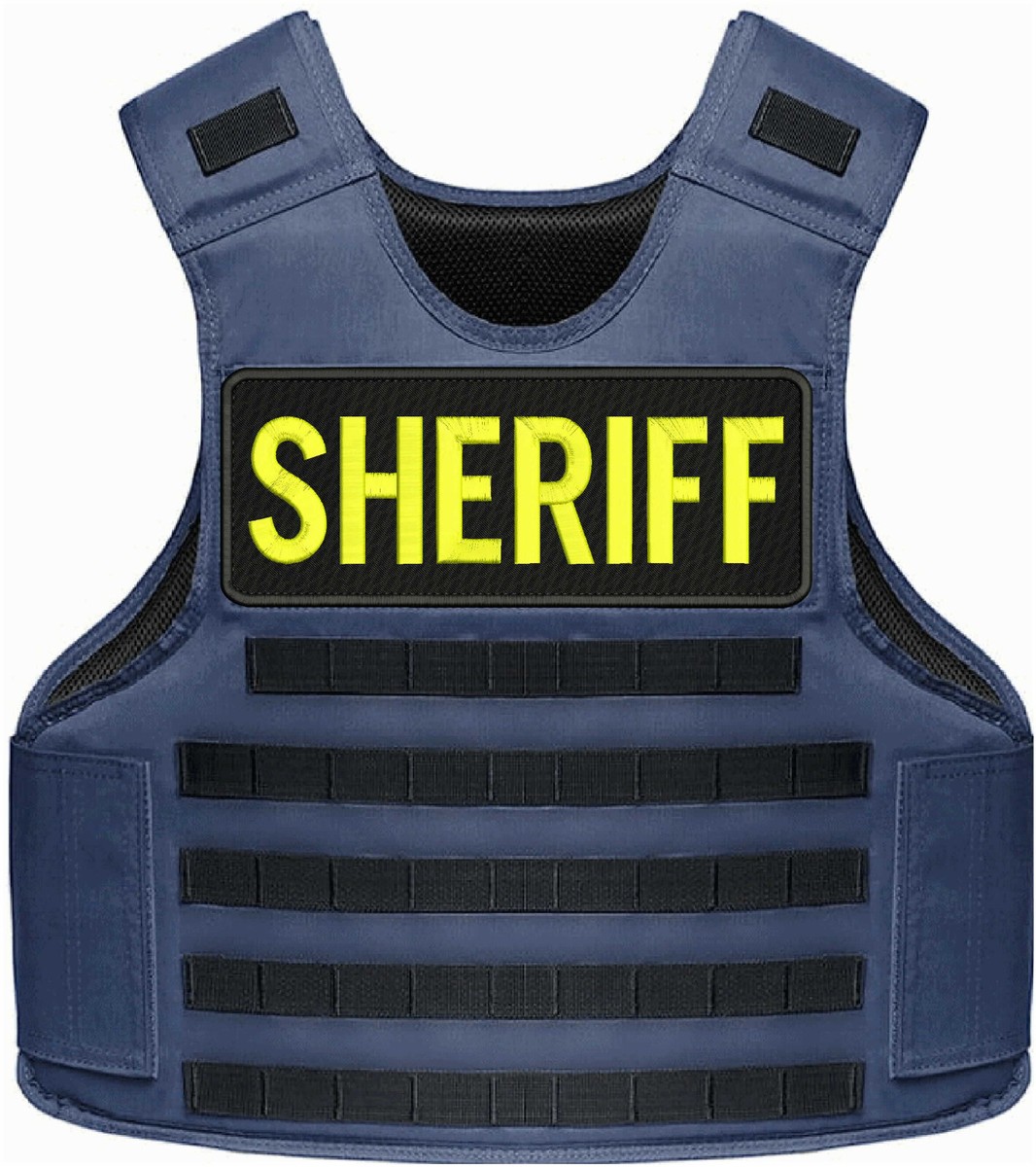 SHERIFF EMBROIDERY PATCHES 4X11'' VELCR@ ON BACK YELLOW ON BLACK