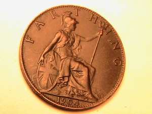 1904-GREAT-BRITAIN-1-Farthing-Nice-EF-AU-Original-Glossy-Brown-Edward-1-4D-Coin