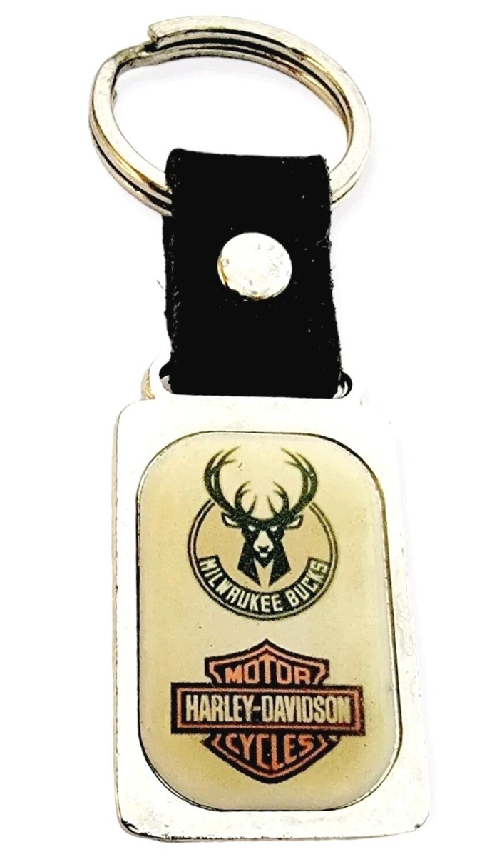 Harley Davidson Motorcycle, Milwaukee Bucks Keychain Vintage