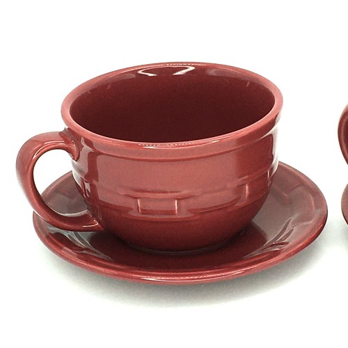 LONGABERGER Paprika Cappuccino Mug Cup Saucer Set of 2 Woven Traditions Unused - 第 5/11 張圖片
