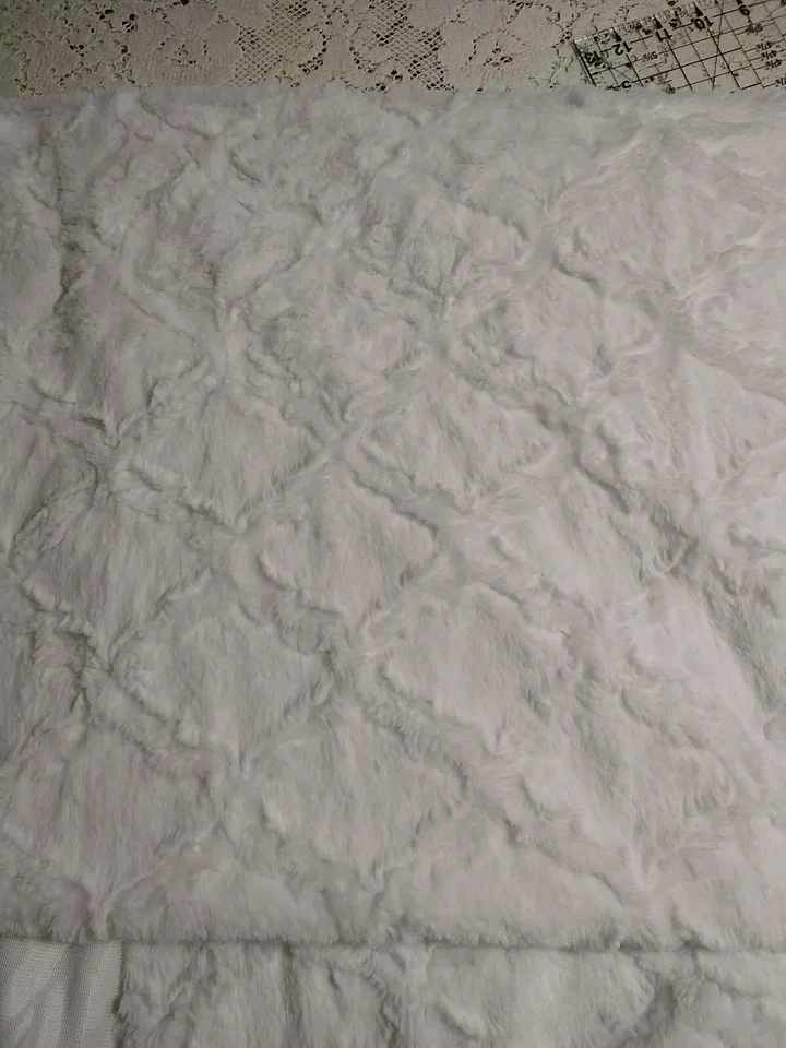 Remnant Minky Plush Fabric Lattice Shannon Fabrics White 42" L x 21" Wide - Image 2 of 4