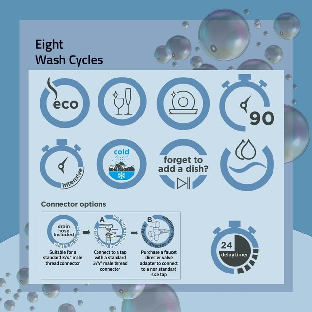 Cookology CTTD8BK 8 Place Setting XL Mini Table Top Dishwasher Black