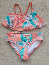 NWT Kanu Surf Girls Alania Floral Flounce Bikini Beach Sport 2-Piece Swimsuit 10
