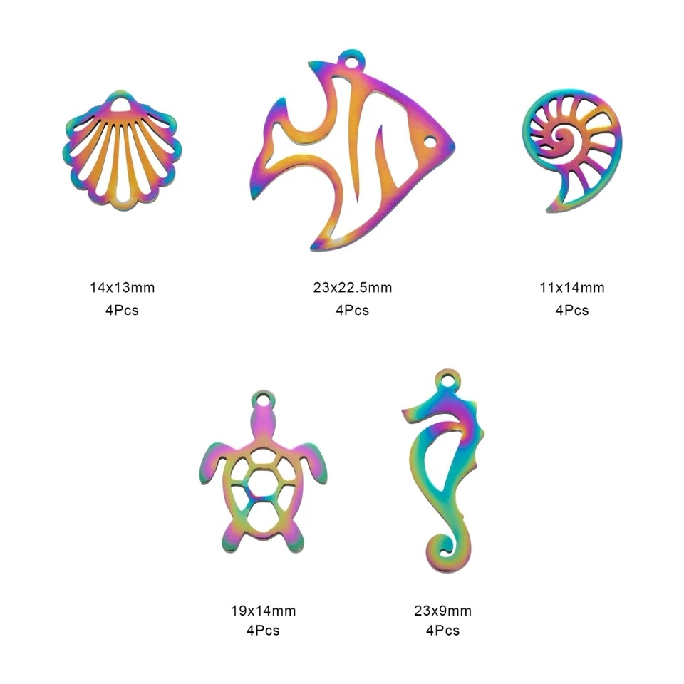 1 коробка кулонов из нержавеющей стали с лазерной резкой на тему океана изготовление ювелирных изделий - Изображение 3 из 4