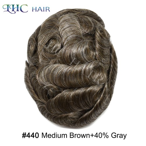 Thin Skin Mens Toupee Human Hair Replacement System V-looped 0.06mm PU Hairpiece - 第 43/86 張圖片