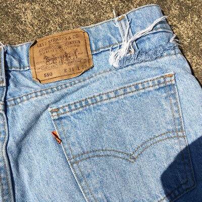 Vintage 70s 80s Orange Tab Distressed Levis Denim Jean Shorts Surf