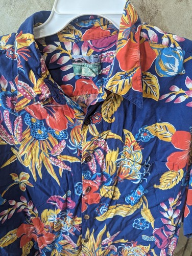 Vintage Reyn Spooner XL Hawaiian Blue Hibiscus 90s Camp Shirt - Picture 2 of 4