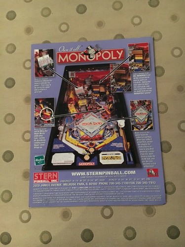 Volante de pinball Stern Monopoly, lote antiguo 2001 - Imagen 2 de 2