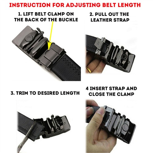 Mens Leather Automatic Buckle Ratchet Business Golf Dress Belt Waistband New - Bild 13 von 25